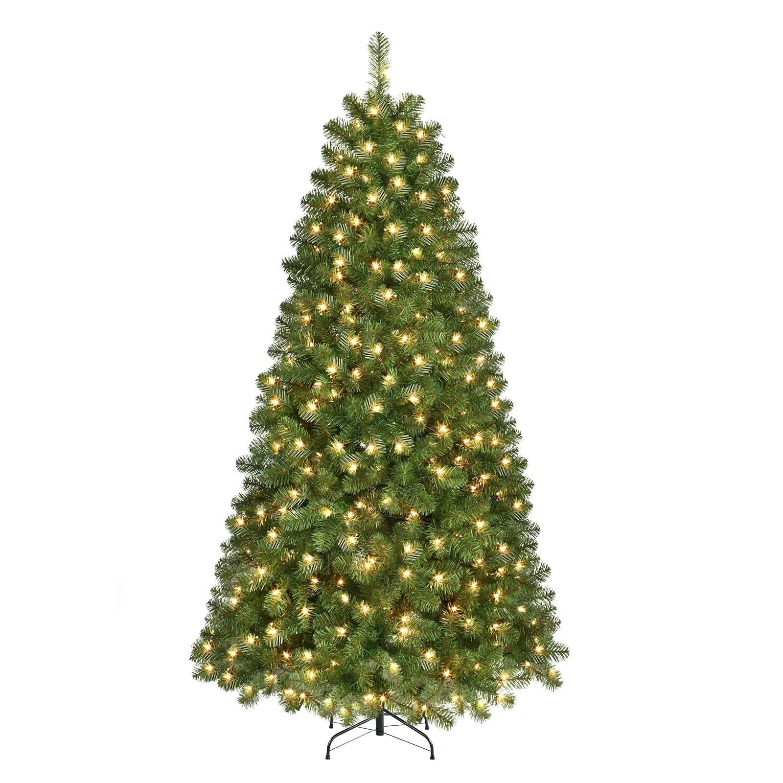 7ft Prelit Premium Artificial Hinged Christmas Tree with Warm White Lights