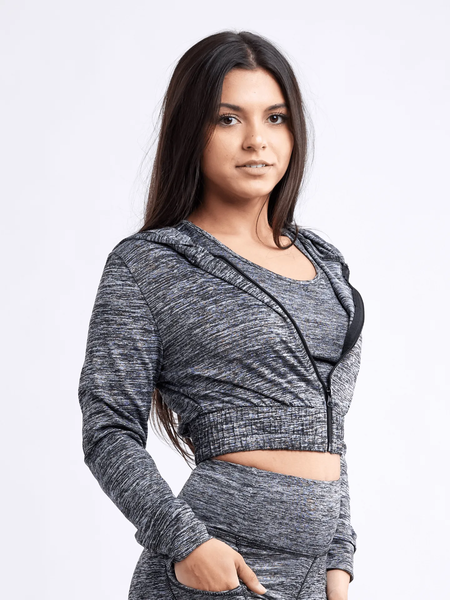 Athletic Zip-Up Crop Hoodie Jacket | Lightweight and Comfortable