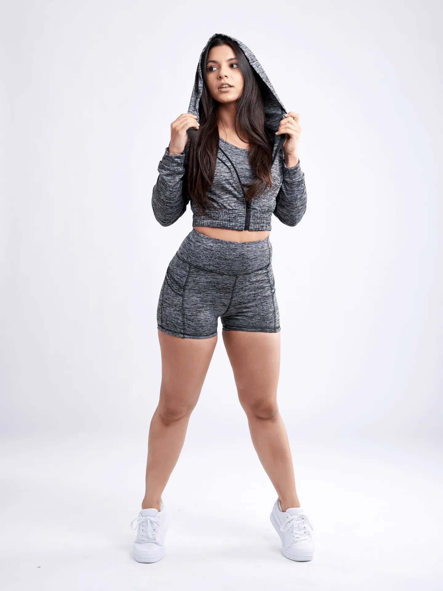 Athletic Zip-Up Crop Hoodie Jacket | Lightweight and Comfortable