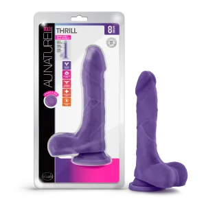 Au Naturel Bold By Blush® | Thrill Realistic Purple 8.5-Inch Long Dildo With Balls & Suction Cup Base