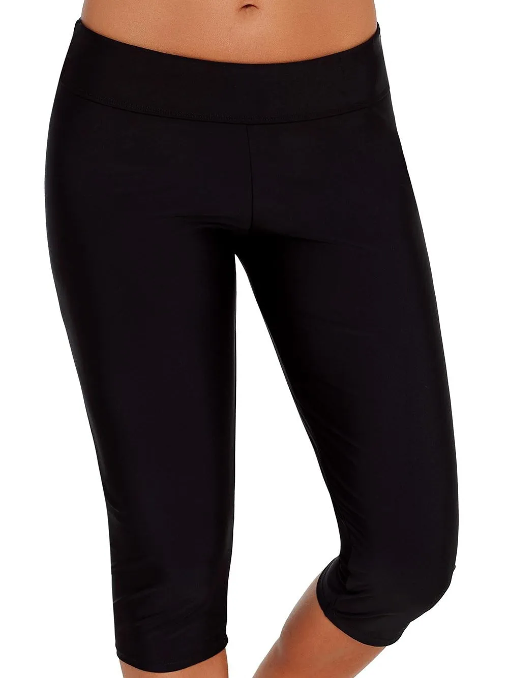 Black Capri Swim Tights for Women