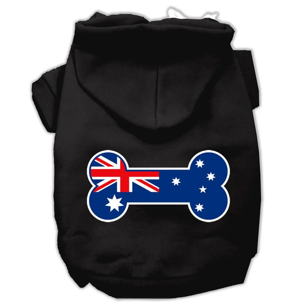 Bone Shaped Australian Flag Screen Print Pet Hoodies Black XS (8)