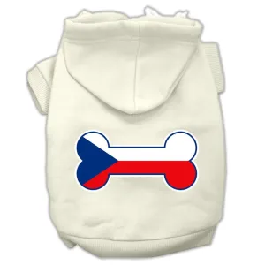 Bone Shaped Czech Republic Flag Screen Print Pet Hoodies Cream S (10)