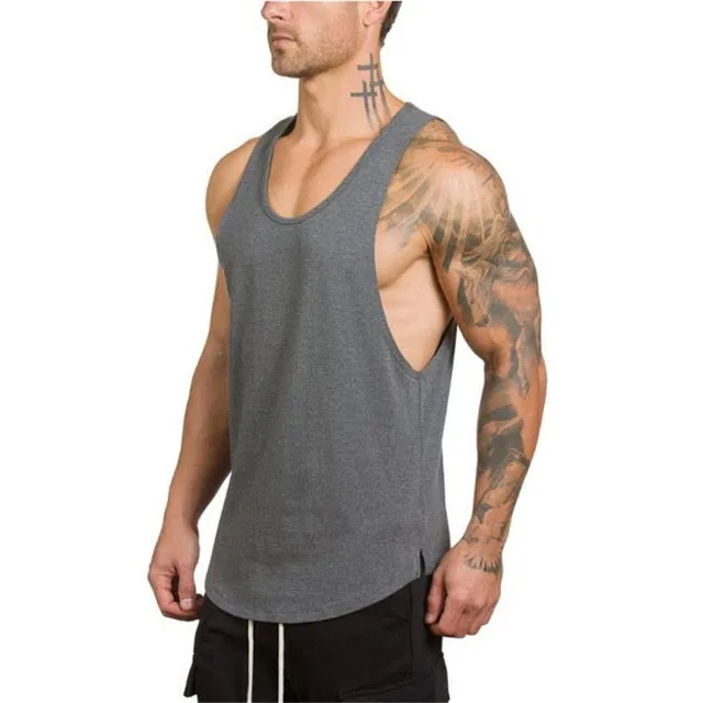 Brand gym clothing cotton singlets canotte