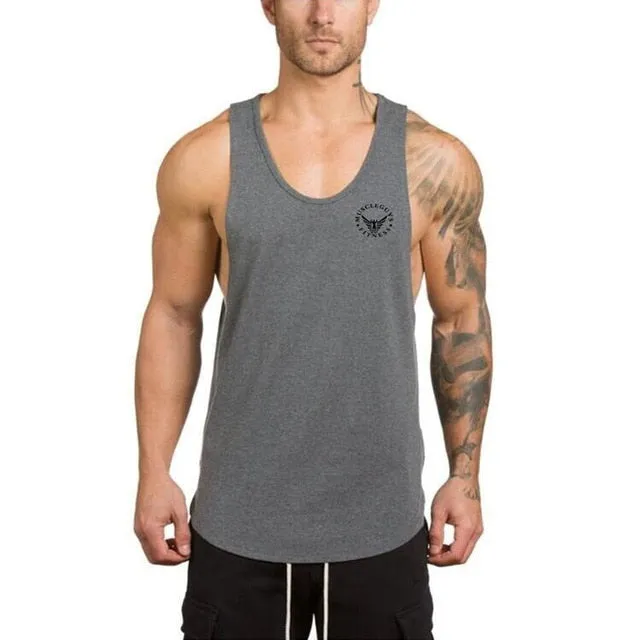 Brand gym clothing cotton singlets canotte