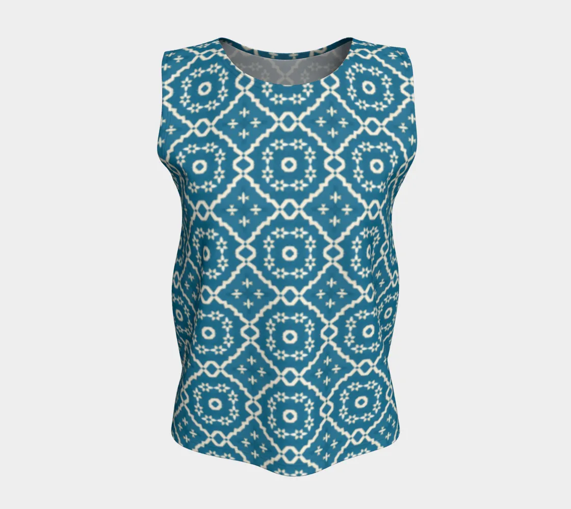 Camelbone Turquoise Flower Loose Tank Top