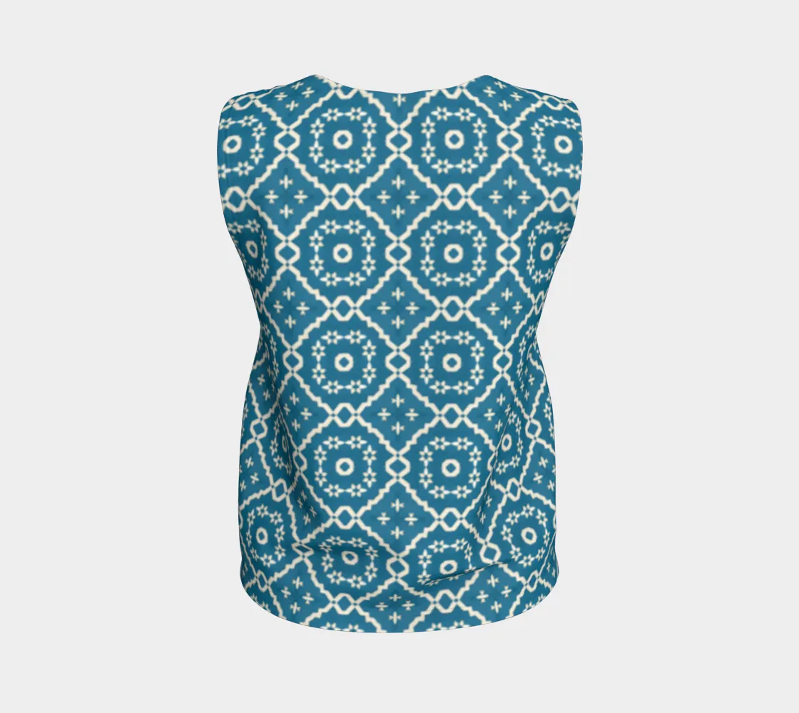 Camelbone Turquoise Flower Loose Tank Top