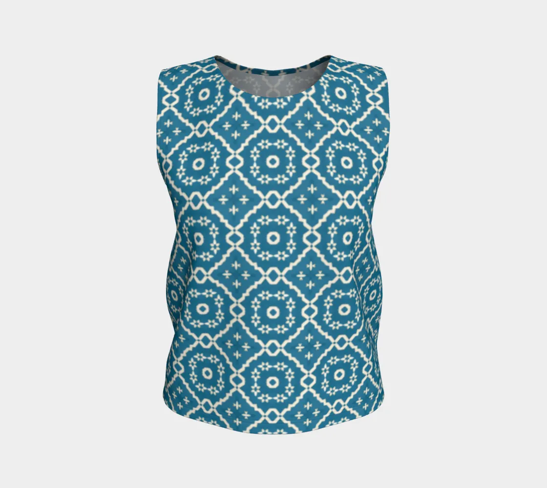 Camelbone Turquoise Flower Loose Tank Top