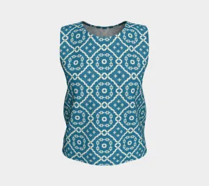 Camelbone Turquoise Flower Loose Tank Top