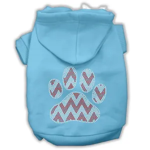 Candy Cane Chevron Paw Rhinestone Dog Hoodie Baby Blue Xs (8)