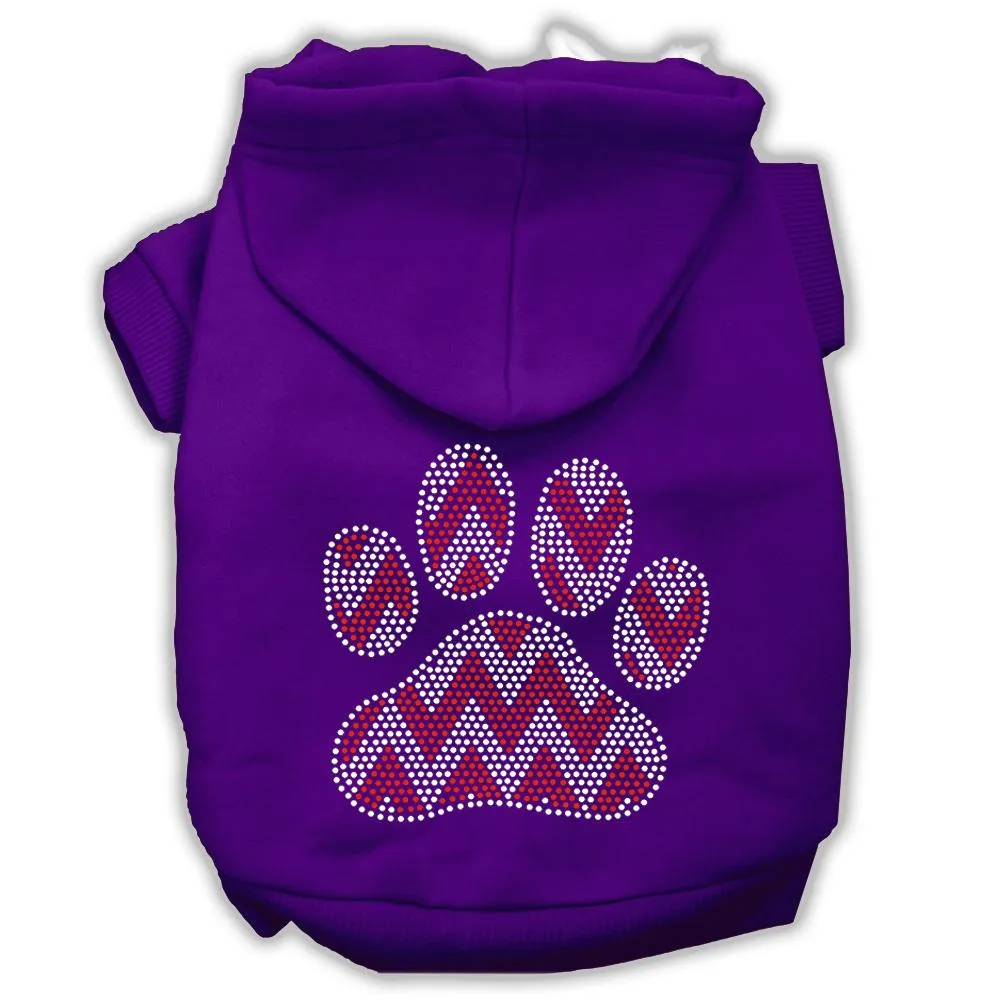 Candy Cane Chevron Paw Rhinestone Dog Hoodie Purple Xxl (18)