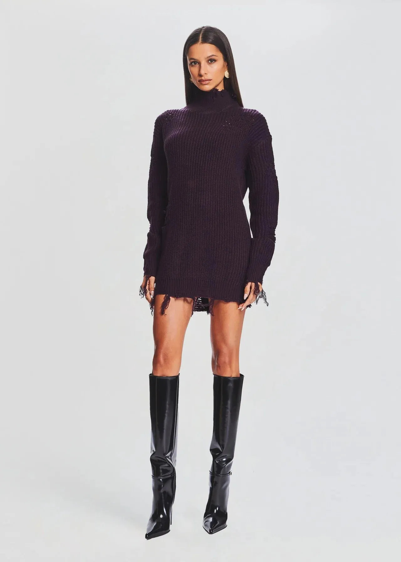 Capala Sweater Dress - Eggplant