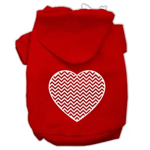 Chevron Heart Screen Print Dog Pet Hoodies Red Size Sm (10)