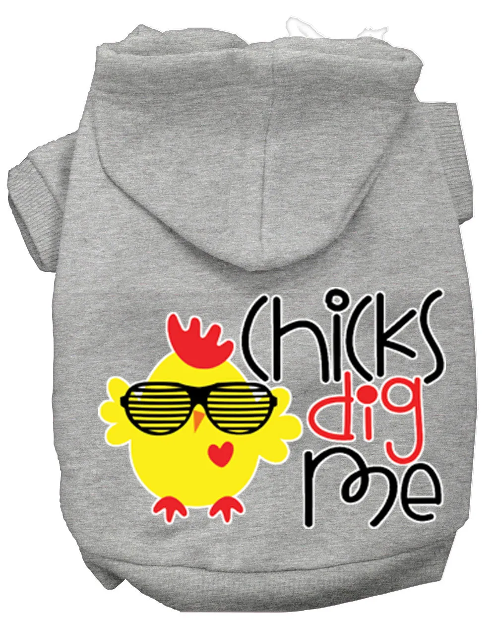 Chicks Dig Me Screen Print Dog Hoodie Grey Xxl