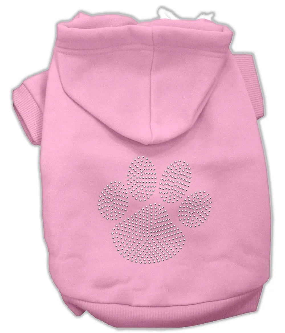 Clear Rhinestone Paw Hoodies Pink L (14)