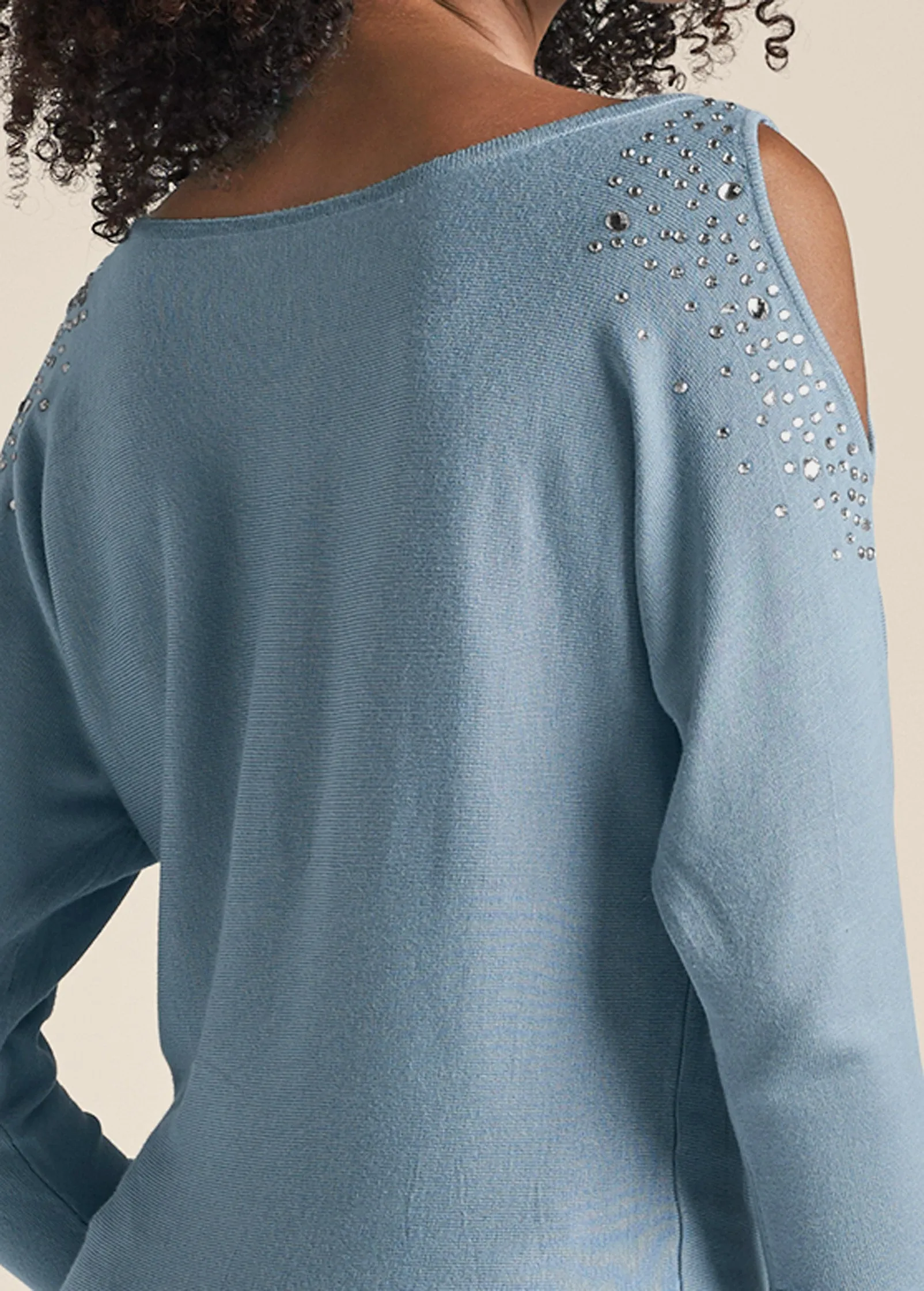 Cold-Shoulder Sweater - Blue