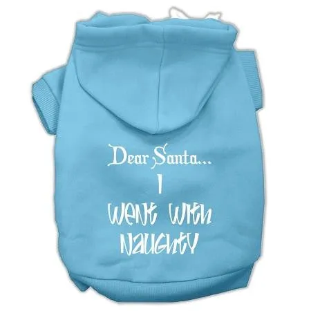 Dear Santa I Went with Naughty Screen Print Pet Hoodies Baby Blue Size XXXL (20)