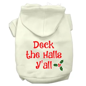 Deck The Halls Y'all Screen Print Dog Hoodie Cream S