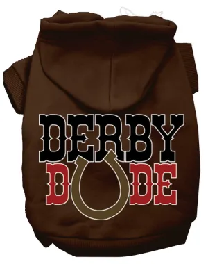 Derby Dude Screen Print Dog Hoodie Brown M