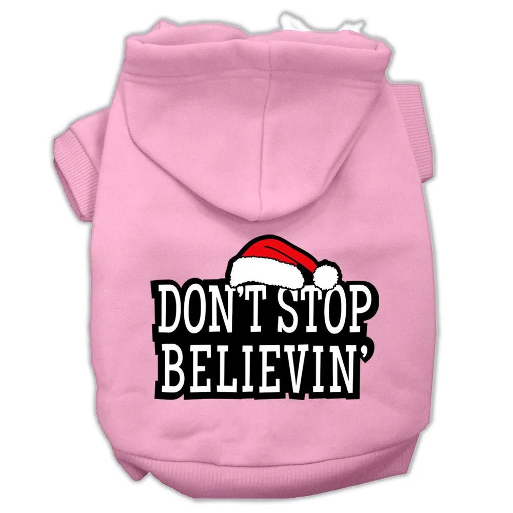 Don't Stop Believin' Screenprint Pet Hoodies Light Pink Size S (10)