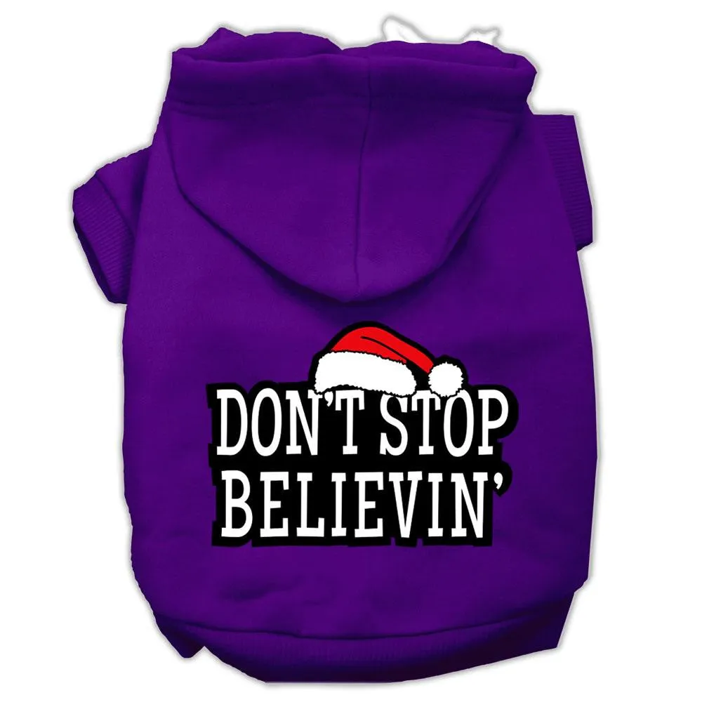 Don't Stop Believin' Screenprint Pet Hoodies Purple Size L (14)