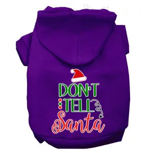 Don't Tell Santa Screen Print Dog Hoodie Purple Xxxl