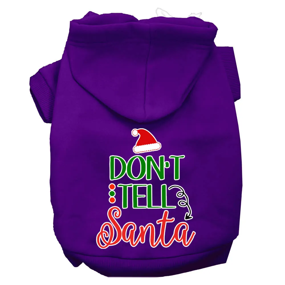 Don't Tell Santa Screen Print Dog Hoodie Purple Xxxl