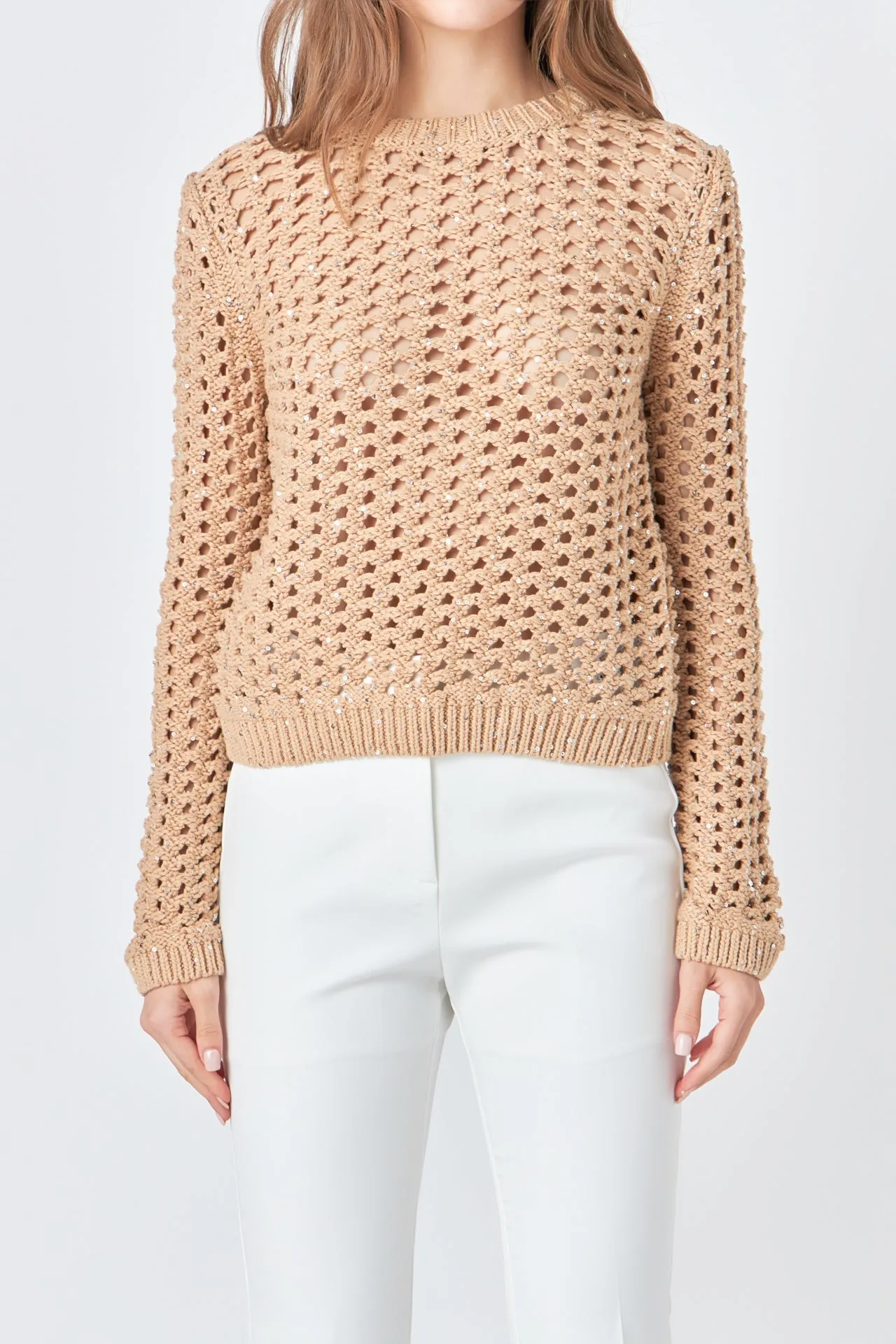 Endless Rose - Sequins Knit Long Sleeve Top