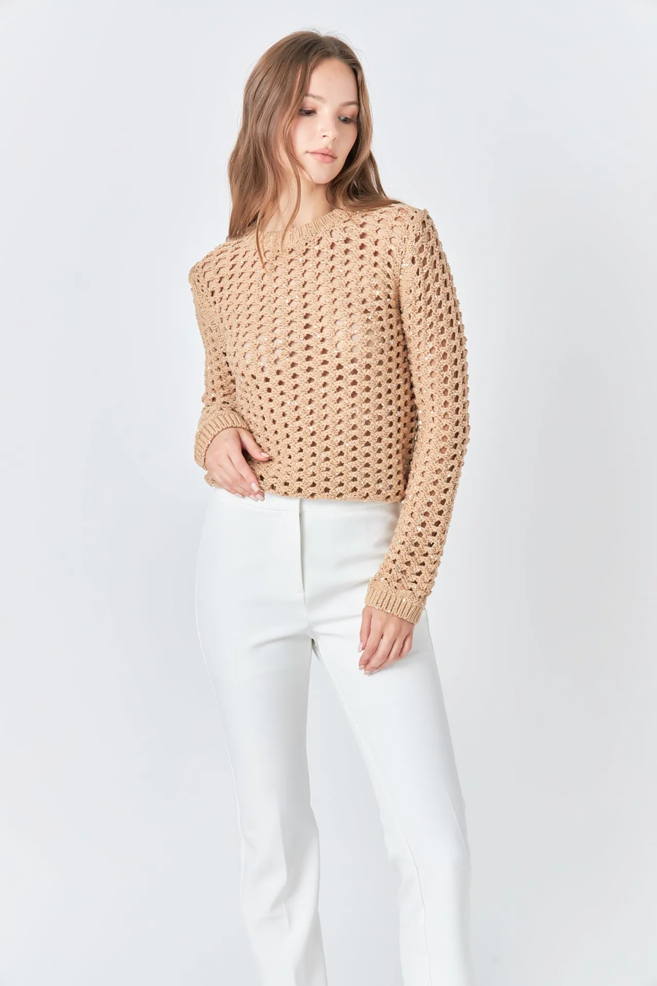 Endless Rose - Sequins Knit Long Sleeve Top