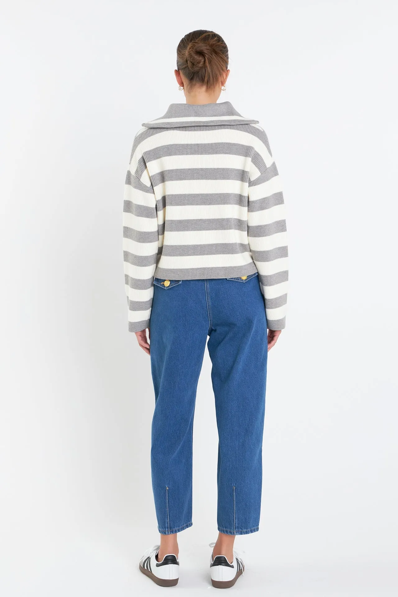 English Factory - Striped Half-Zip Sweater