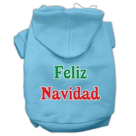 Feliz Navidad Screen Print Pet Hoodies Baby Blue XL (16)