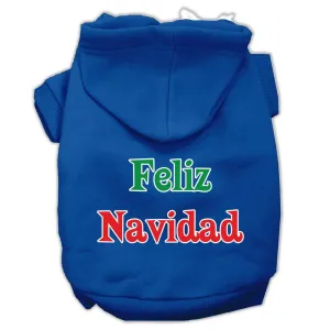 Feliz Navidad Screen Print Pet Hoodies Blue M (12)