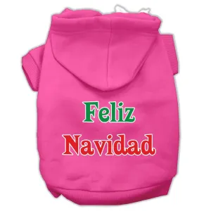 Feliz Navidad Screen Print Pet Hoodies Bright Pink L (14)