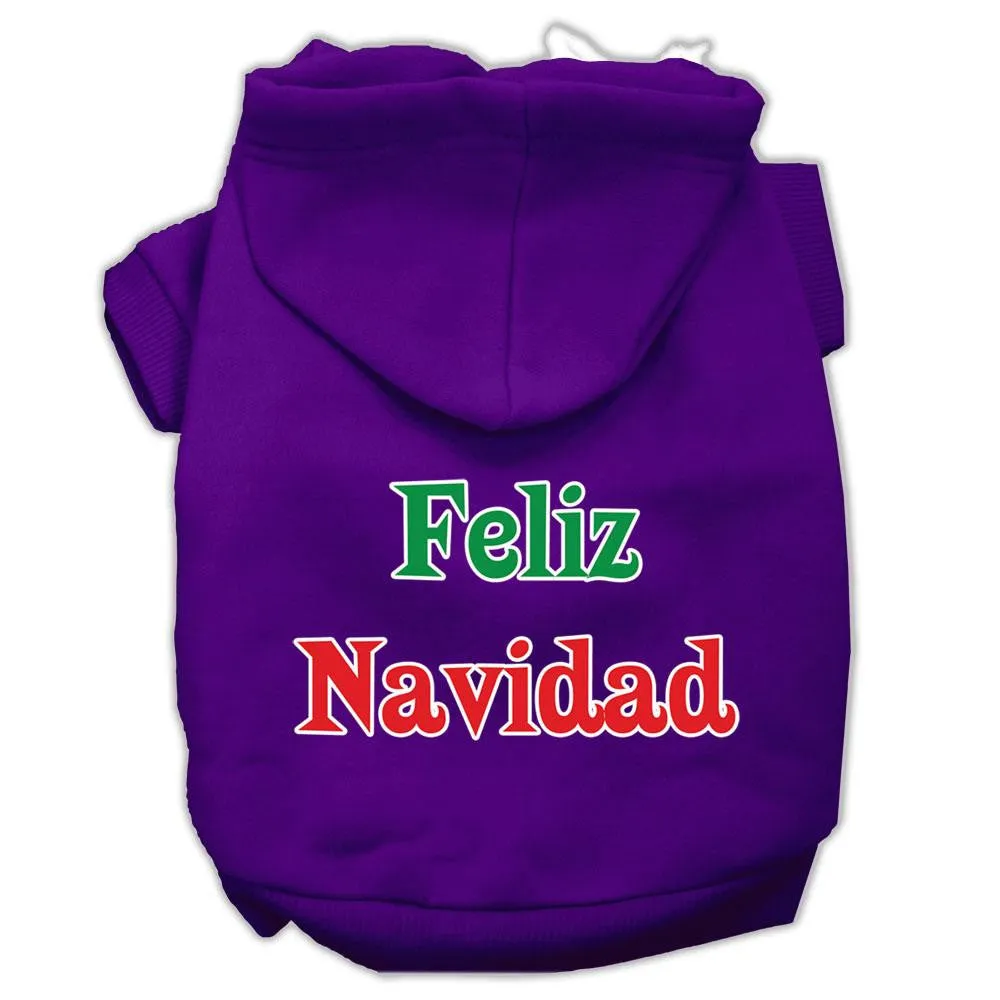 Feliz Navidad Screen Print Pet Hoodies Purple XL (16)