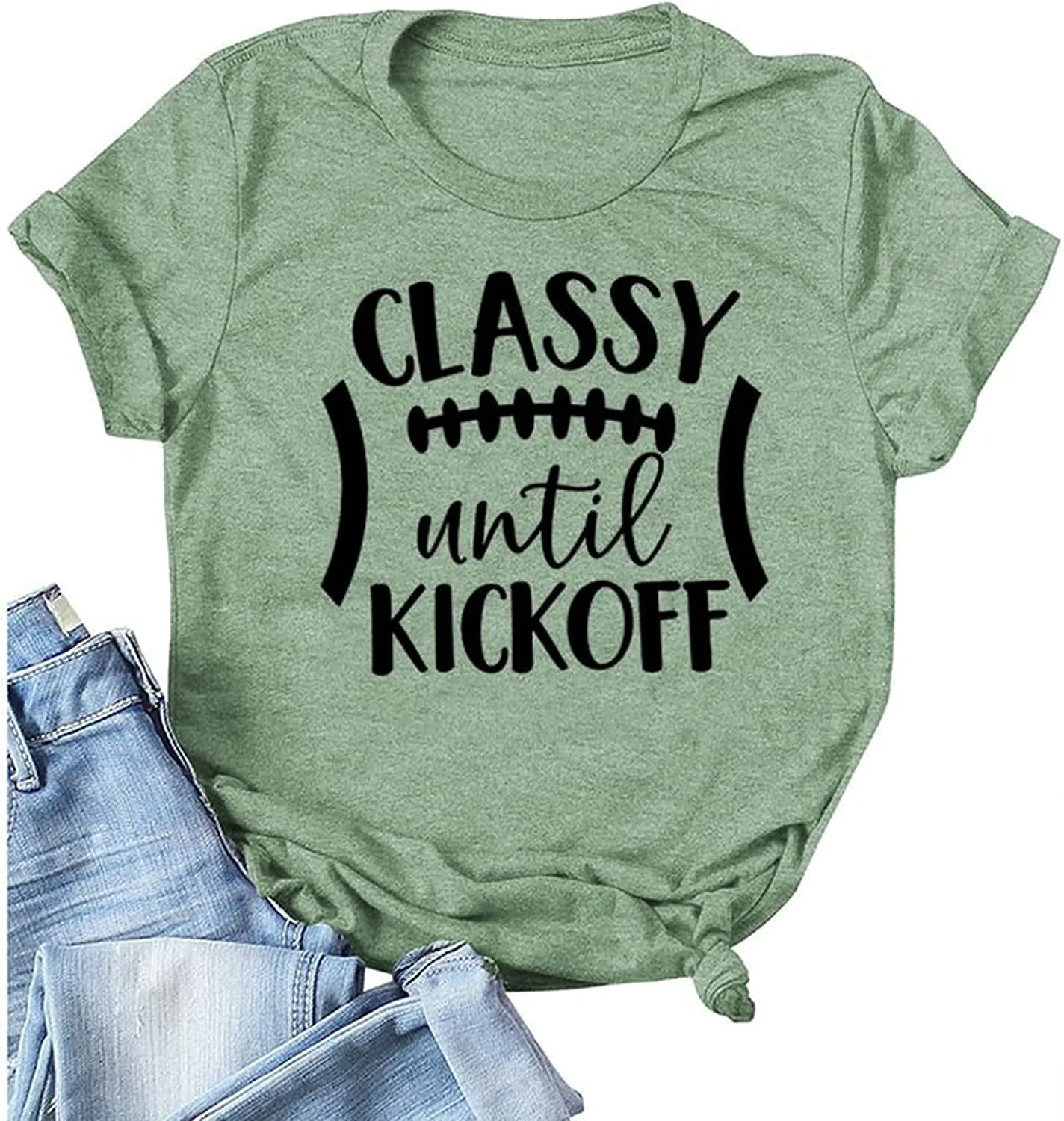 Football Shirt for Women Classy Until Kickoff Graphic T Shirt