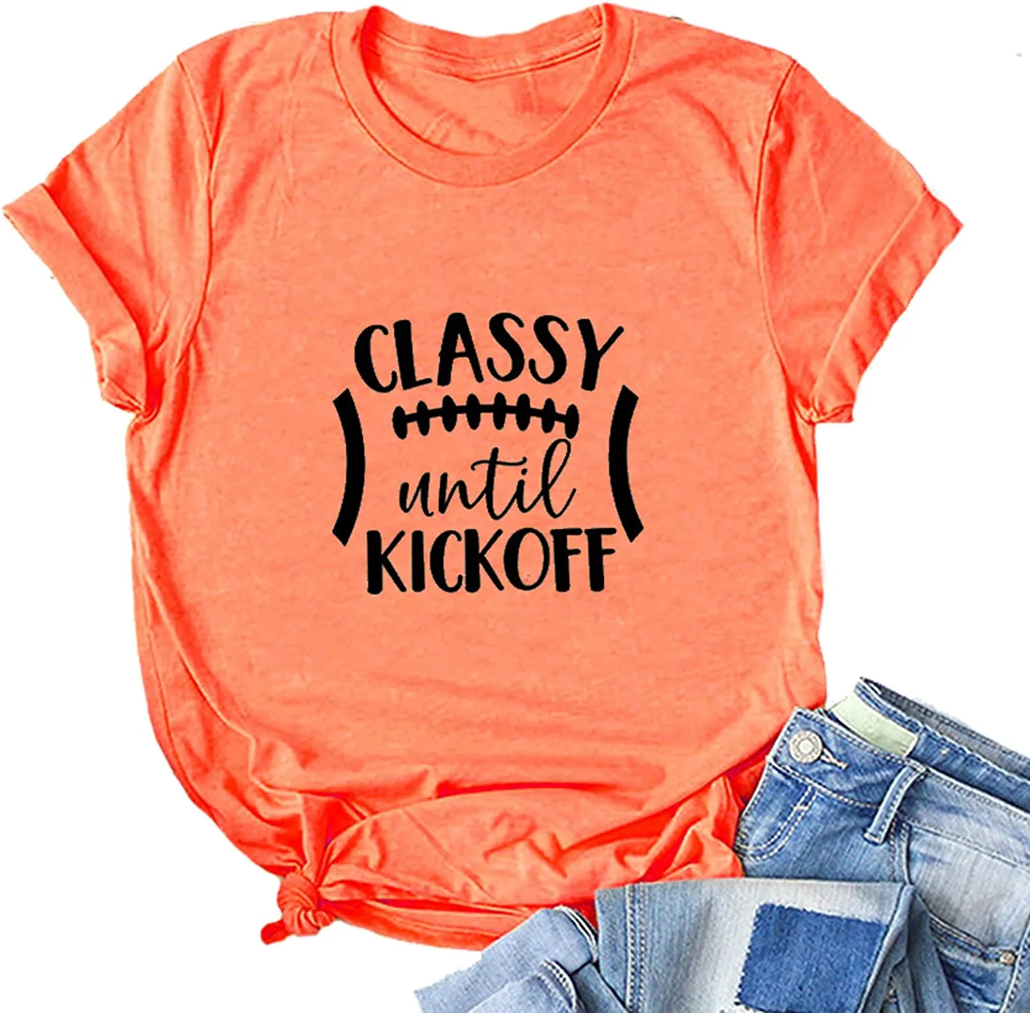 Football Shirt for Women Classy Until Kickoff Graphic T Shirt