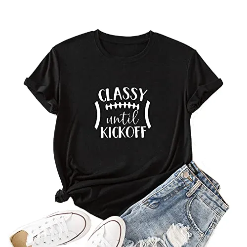 Football Shirt for Women Classy Until Kickoff Graphic T Shirt