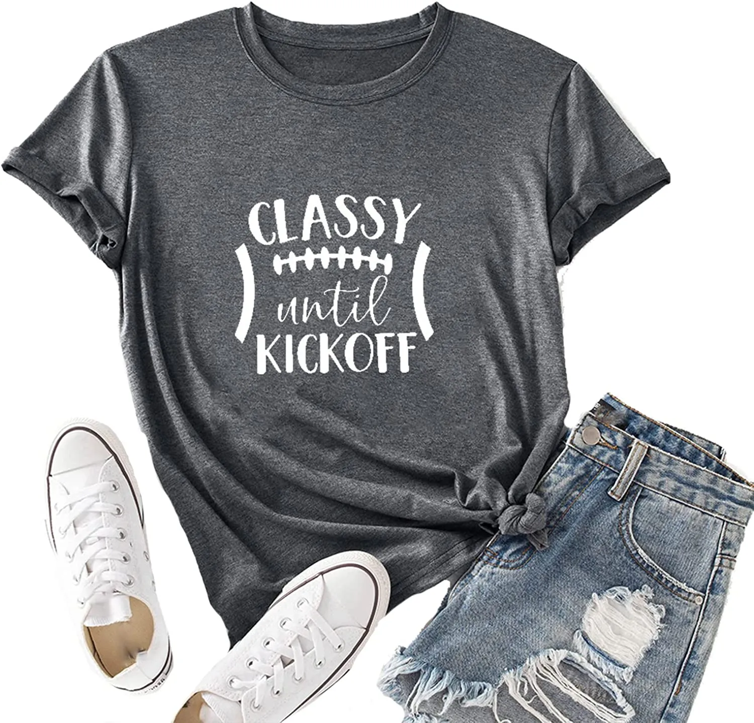 Football Shirt for Women Classy Until Kickoff Graphic T Shirt