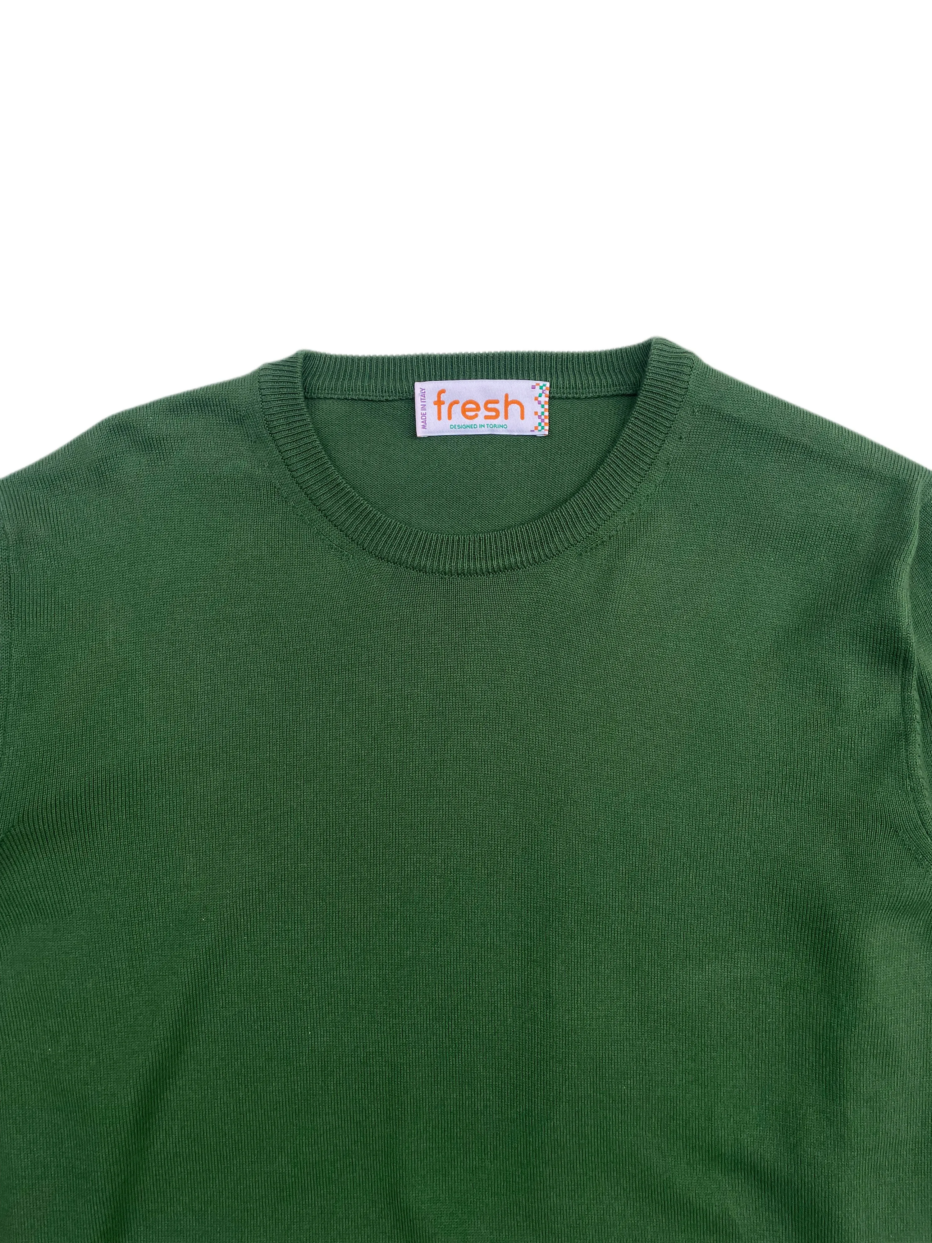 FRESH Tom Extra Fine Cotton Crew Neck Sweater In Green