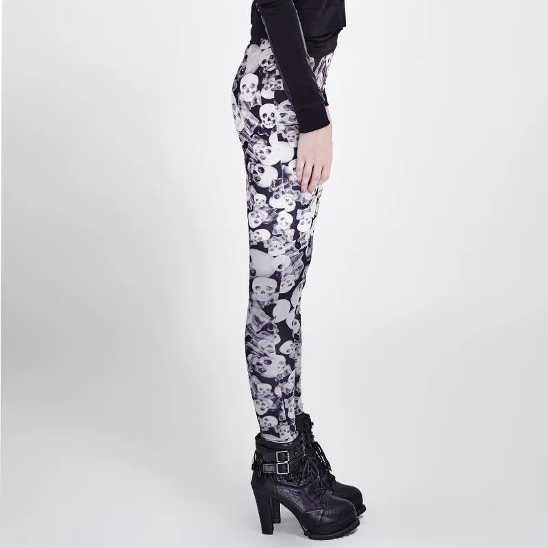 Halloween Skull Leggings - Black