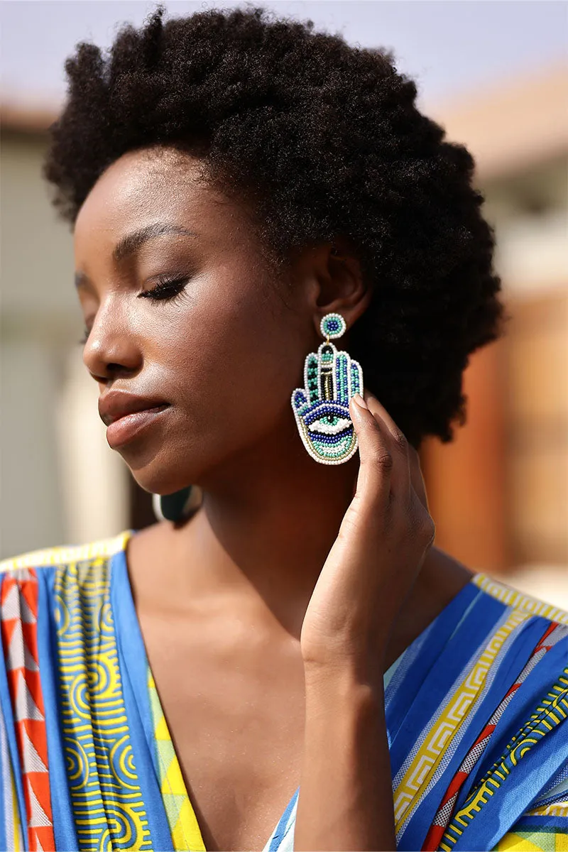 Hamsa Evil Eye Beaded Earrings