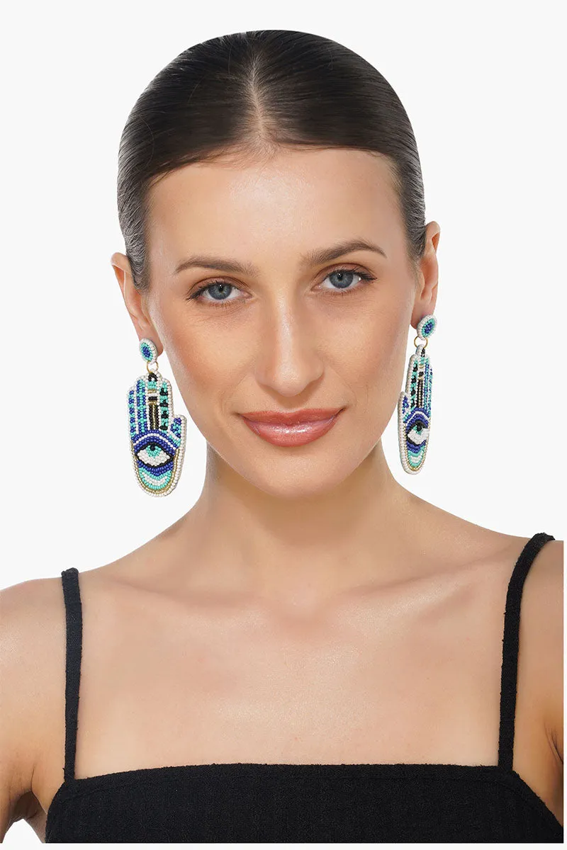 Hamsa Evil Eye Beaded Earrings