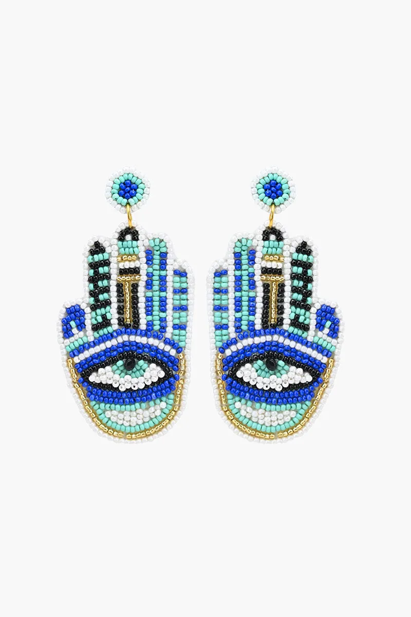 Hamsa Evil Eye Beaded Earrings