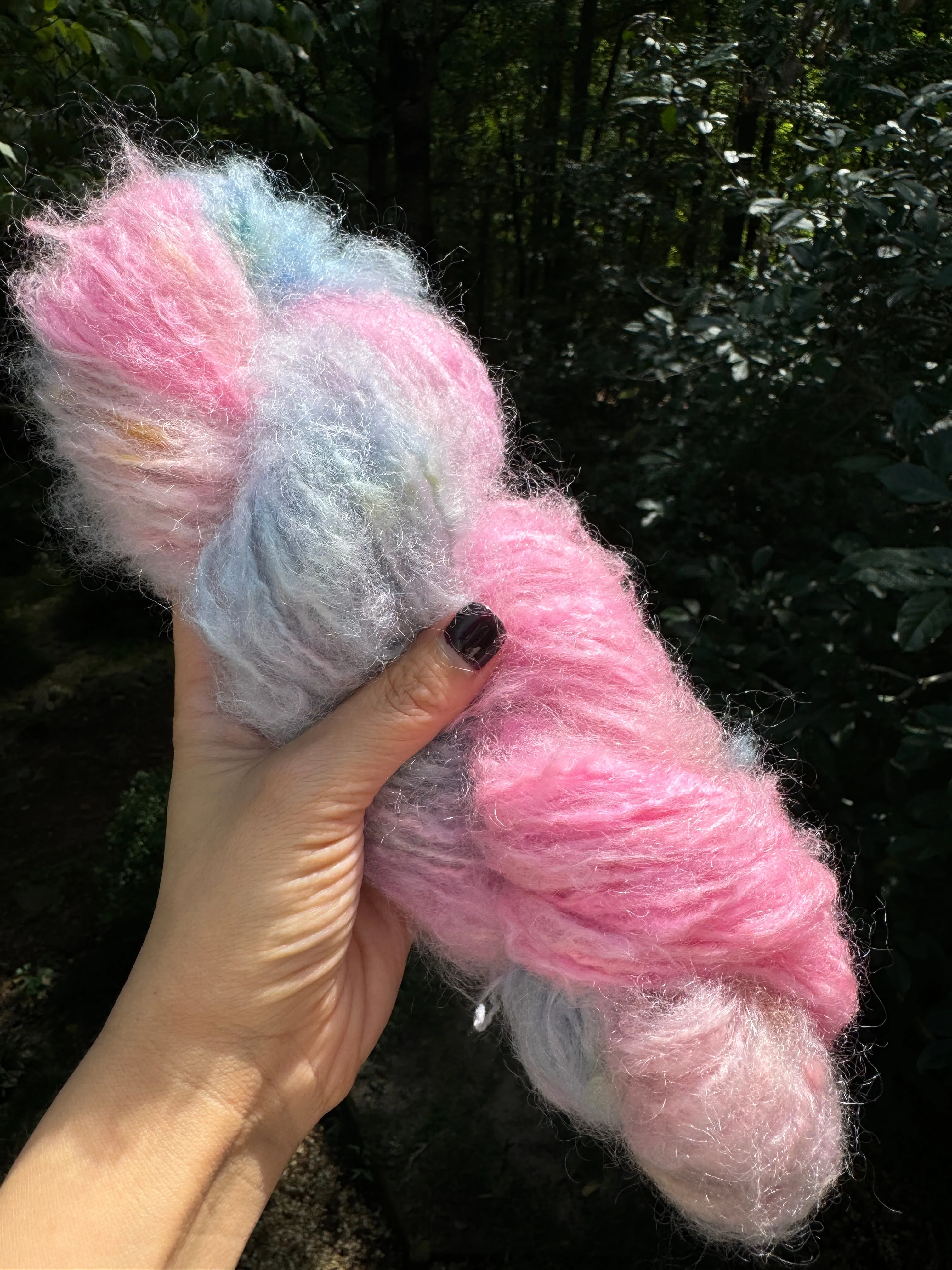 Hand Dyed Mohair Wool Bulky Yarn (Pastel Punch)