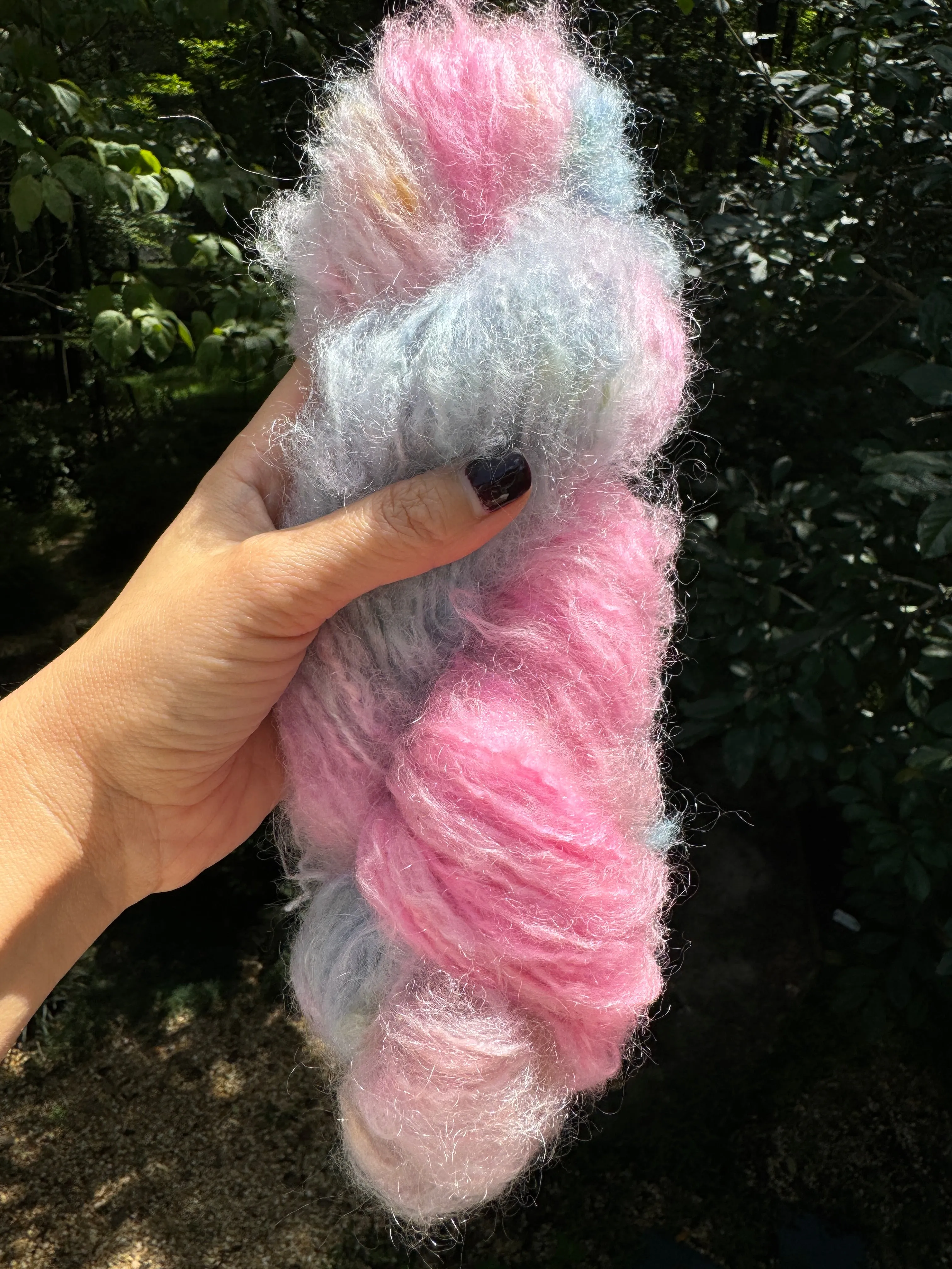 Hand Dyed Mohair Wool Bulky Yarn (Pastel Punch)