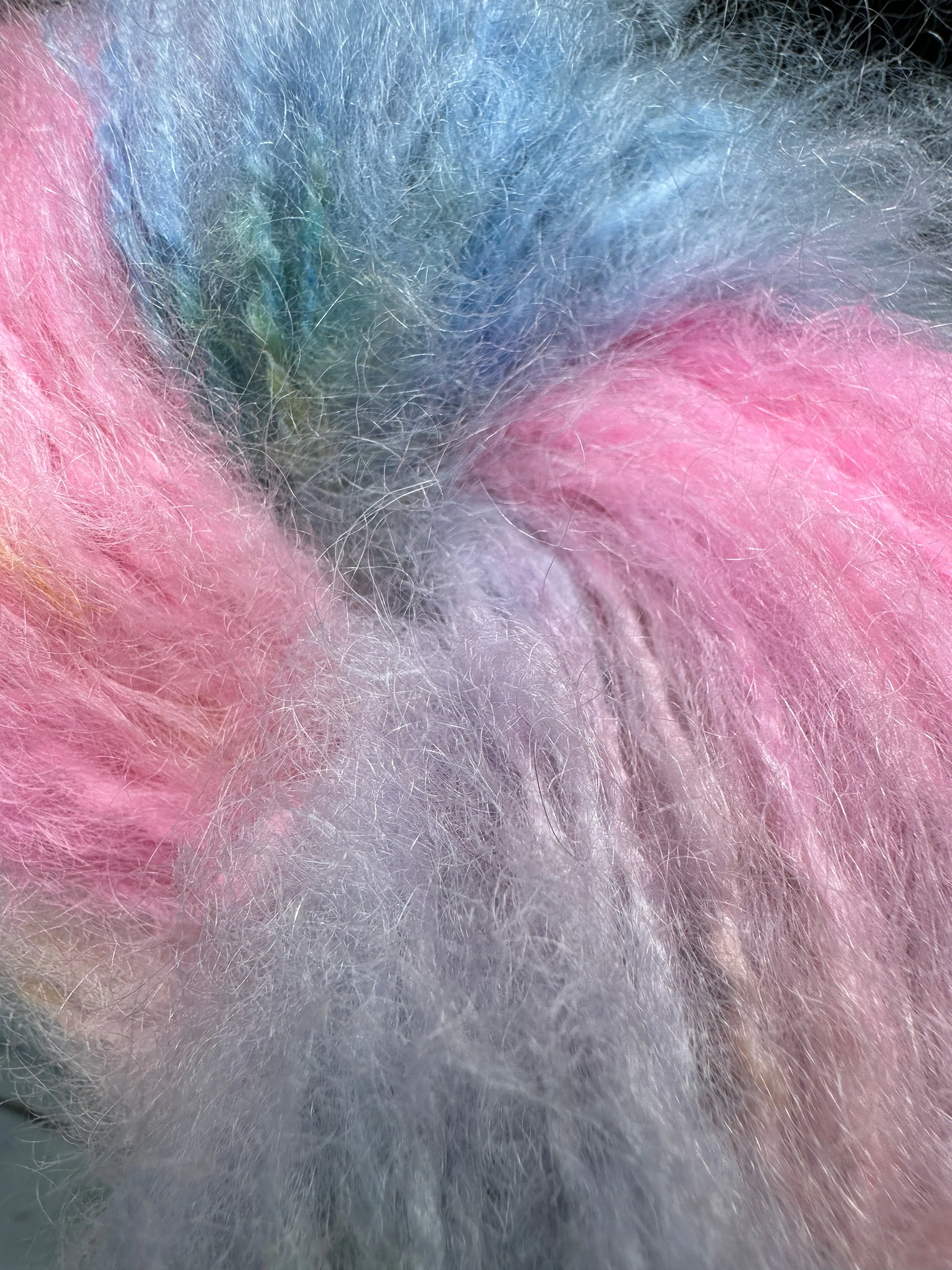 Hand Dyed Mohair Wool Bulky Yarn (Pastel Punch)