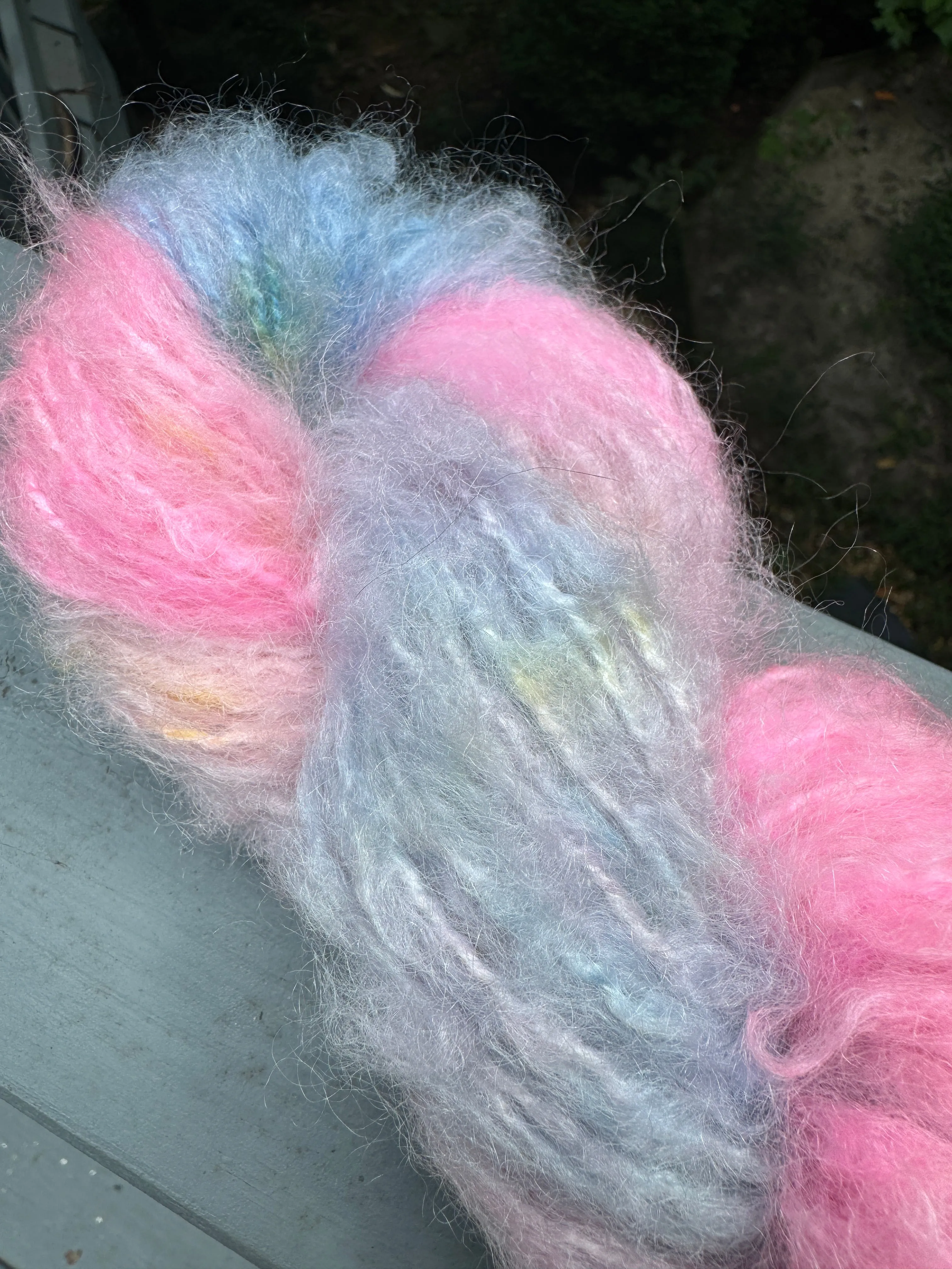 Hand Dyed Mohair Wool Bulky Yarn (Pastel Punch)