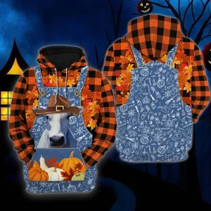 Happy Halloween Chianina Orange Hoodie, Autumn Farm Hoodies