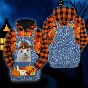 Happy Halloween Lhama Hoodies Orange Plaid Pattern, Autumn Halloween