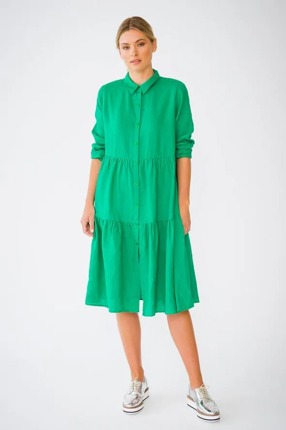 Hazel Dress W/ Long Sleeve- Pine